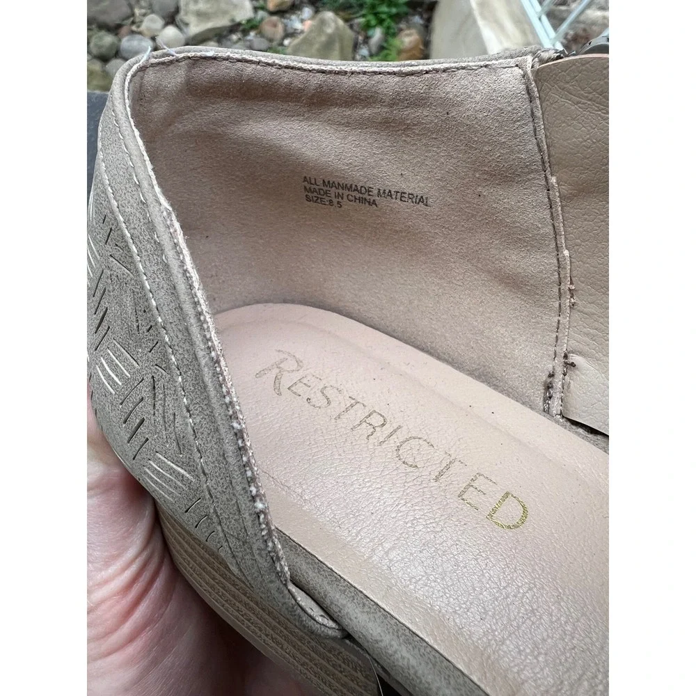 Restricted Tan Laser Cut Perforated D'Orsay Ankle Booties Shoes Size 8.5‎